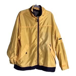 Eddie Bauer Vntg  Men Yellow Rain Jacket Vented  Lined  Zip Front  Mens Lrg  EUC